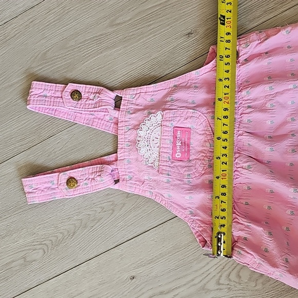Vintage OshKosh Pink Tab Pink Floral Overall Dress / Dressall, Size 6X - Picture 7 of 14